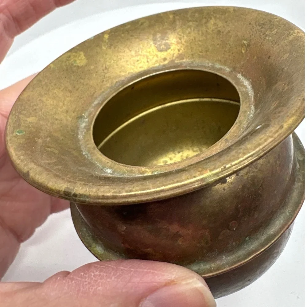 Vintage Brass Small Pot Vase Trinket Dish Unique Decorative Accent‎ 2